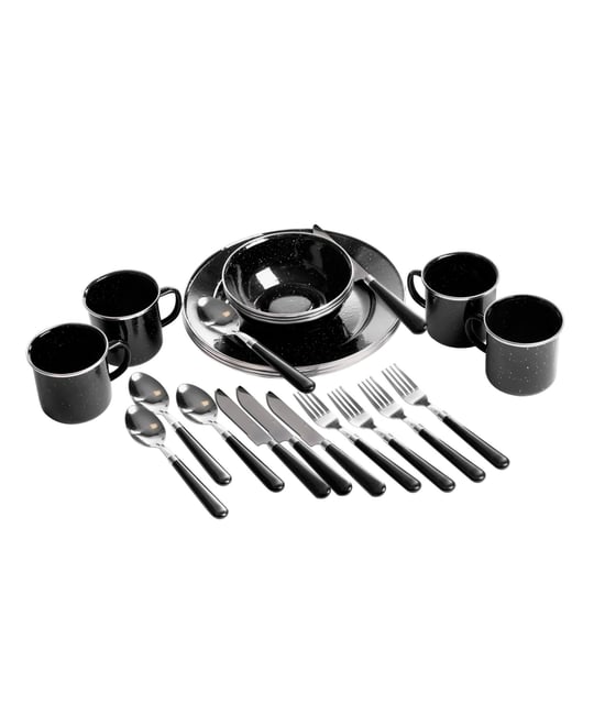 Deluxe 24-Piece Enamel Tableware Set
