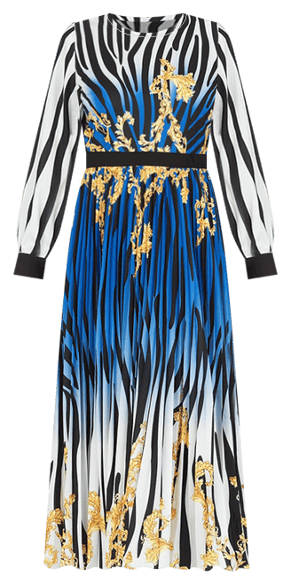 Giovanna Signature Womens Long Sleeve Abstract Midi Fit + Flare Dress Plus