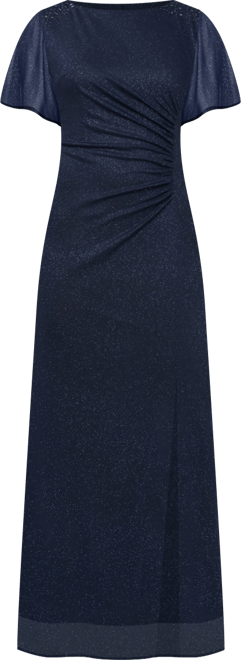 Women's Round-Neck Flutter-Sleeve Gown