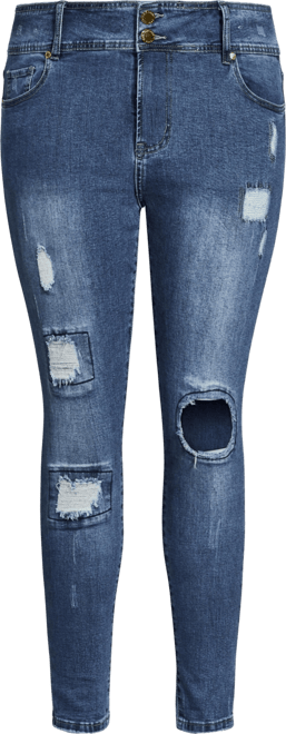 Plus Size Patched Apple Skinny Jean