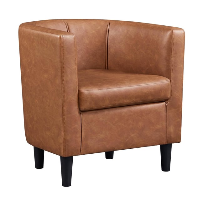 Barrel-shaped Chair Accent Arm Chair Faux Leather Club Chair