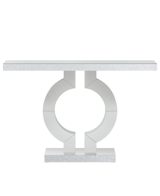 Mirrored Console Table with O-Shaped Base, 43-Inch Modern Entryway Table Glass Sofa Table with Mirror Finish, Rectangle Narrow Accent Foyer