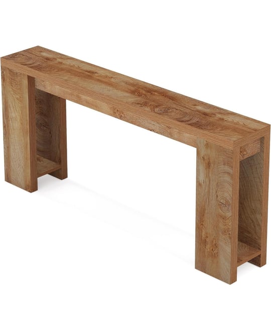 70.9-Inch Extra Long Console Table, Farmhouse Wood Sofa Table Behind Couch, Narrow Entryway Accent Table, Light Oak Brown
