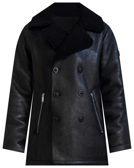 Men's Faux-Shearling Double-Breasted Car Coat