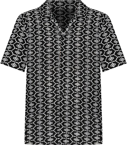Men's Obsidian Black Embroidered Geometric Shirt