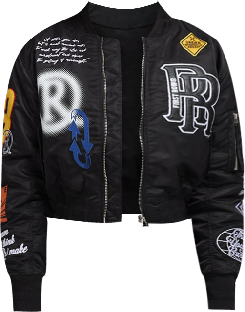 Shop First Row Nylon MA-1 Patch Jacket FRLJ4008CR-BLK black