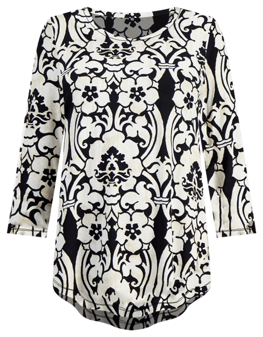 Women's Printed Scoop-Neck 3/4-Sleeve Top, Created for Macy's