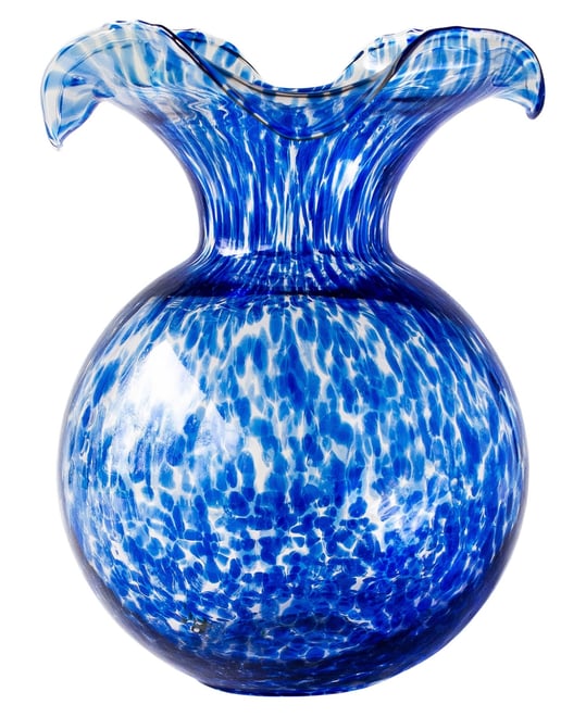 Hibiscus Glass Cobalt Tortoiseshell Large Fluted Vase
