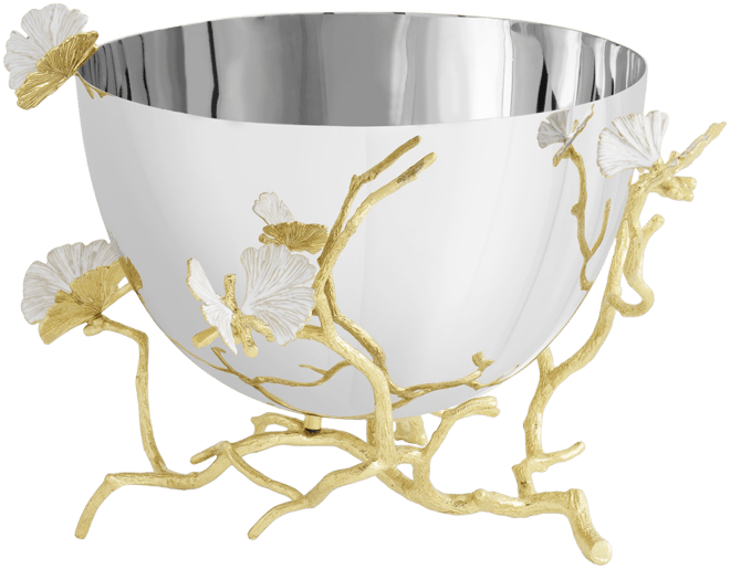 Butterfly Ginkgo Gold Serving Bowl