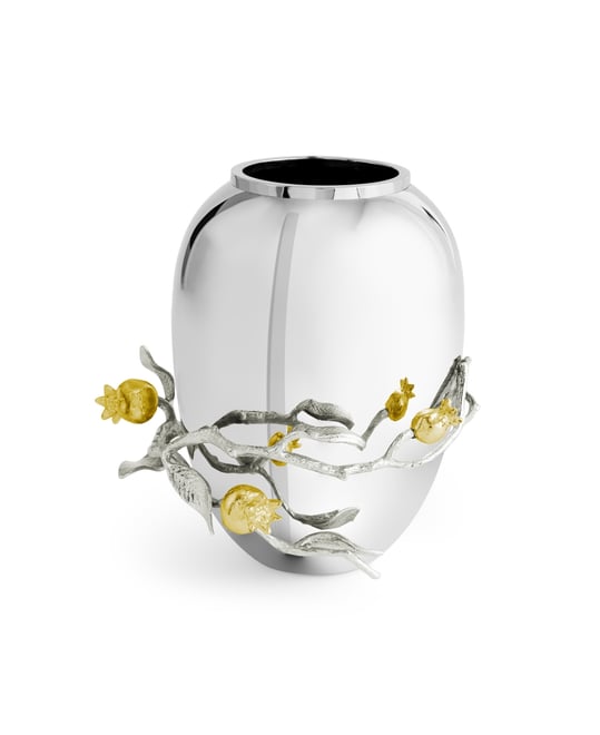 Pomegranate Silver and Gold Medium Vase