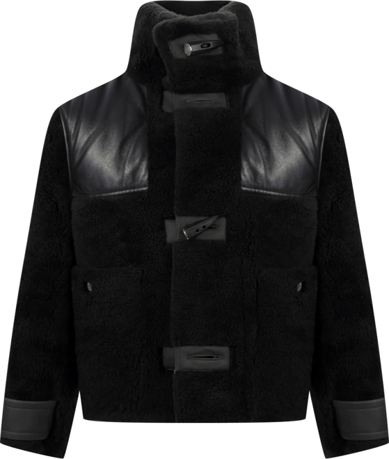 Men's Leather Shearling Jacket, Black
