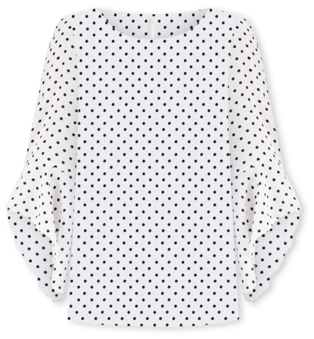 売れ筋商品|||カスパー カットソー トップス レディース Petite Dot-Print Crewneck Ruffle-Sleeve Top, Created for Macy's White/blac Kasper Petite Dot-Print Crewneck Ruffle-Sleeve Top, Created