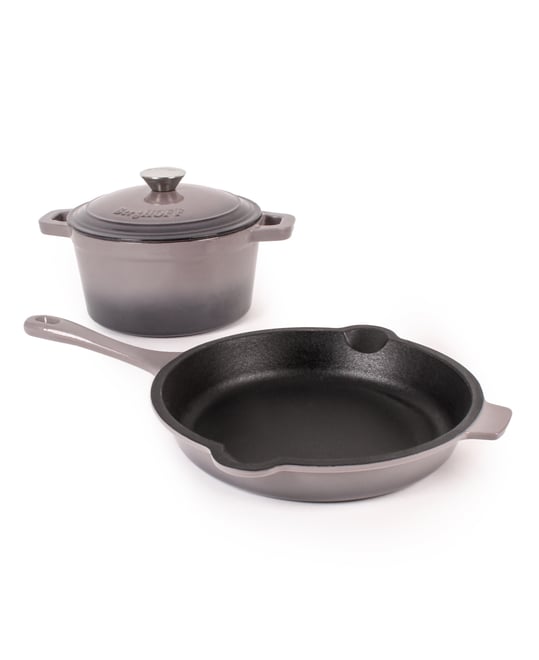 Neo 3pc Cast Iron Cookware Set, Fry Pan & Round Dutch Oven