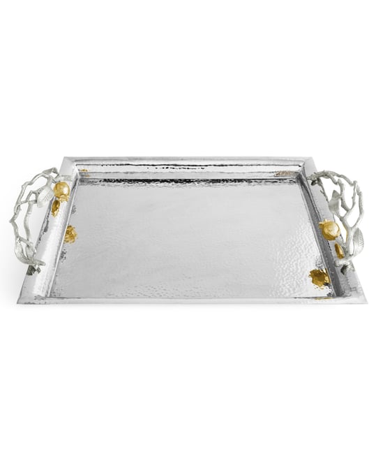 Pomegranate Silver and Gold Serving Tray