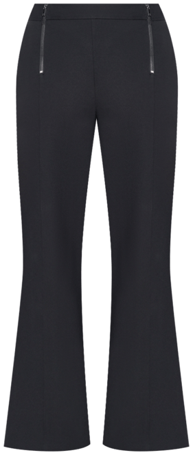 Faux-Zipper Mid-Rise Straight-Leg Ponte Pants