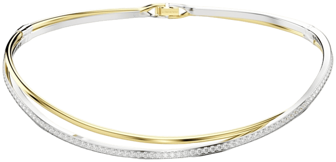 Hyperbola Round Cut, White, Mixed Metal Finish Choker