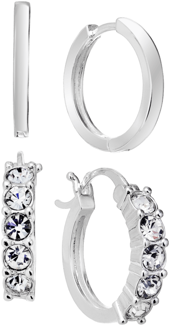 Clear Crystal Duo Hoop Earring Set
