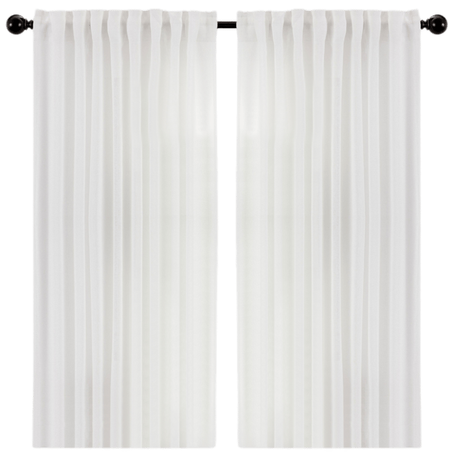 Premium 2-Panel Faux Belgian Flax Textured Semi Sheer Curtains