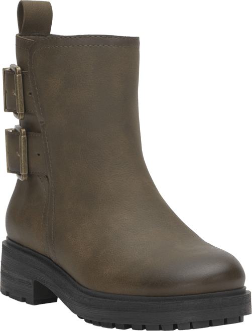 Luck Brand Women's Candre Double Buckle Moto Lug Sole Booties