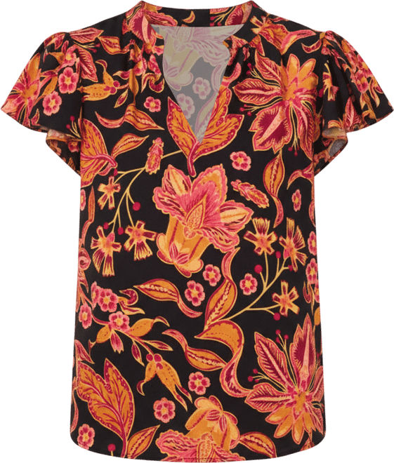 Women's Flutter Sleeve V-Neck Blouse