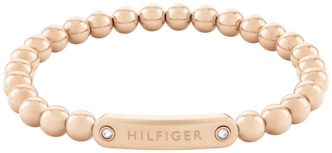 Beaded Stainless Steel Logo Stretch Bracelet