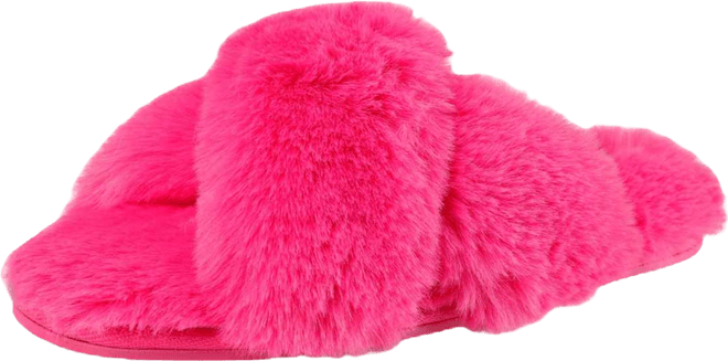 Women's Extra Soft High Plush Cross Band Slide Slippers