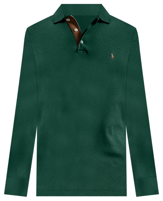 Men's Classic-Fit Long Sleeve Soft Cotton Polo Shirt