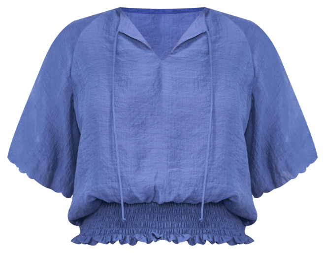 Women's Short-Sleeve Smocked-Waist Top