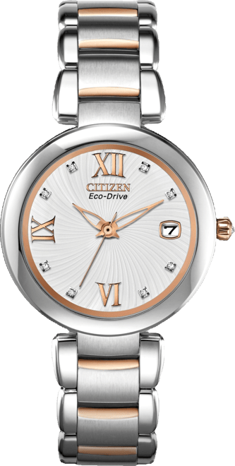Women's Eco-Drive Signature Diamond Accent Two-Tone Stainless Steel Bracelet Watch 33mm EO1116-57A