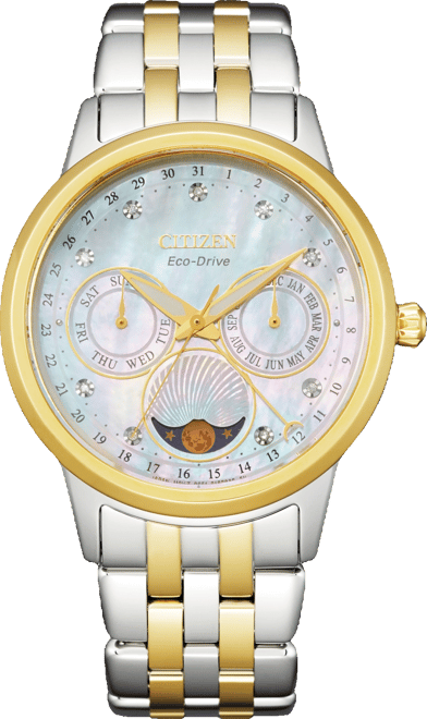 Women's Eco-Drive Calendrier Diamond Accent Two-Tone Stainless Steel Bracelet Watch 37mm