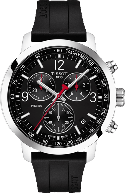 Tissot Men's Swiss Chronograph PRC 200 Black Rubber Strap