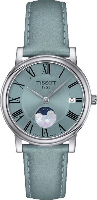 Women's Carson Premium Lady Moonphase Blue Leather Strap Watch 32mm