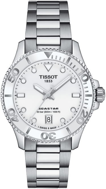 Unisex Seastar Silver-Tone Stainless Steel Bracelet Watch 36mm