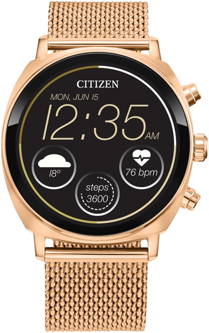 Citizen Unisex CZ Smart Wear OS Rose Gold Tone Stainless Steel Mesh Bracelet Smart Watch 41mm Macy s