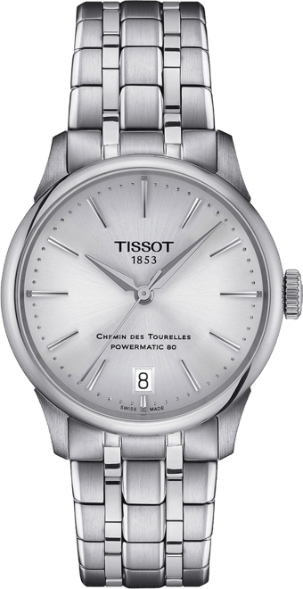 Women's Swiss Automatic Chemin des Tourelles Powermatic 80 Stainless Steel Bracelet Watch 34mm