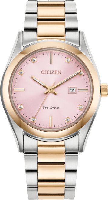 Eco-Drive Women's Sport Luxury Diamond Accent Two Tone Stainless Steel Bracelet Watch 33mm