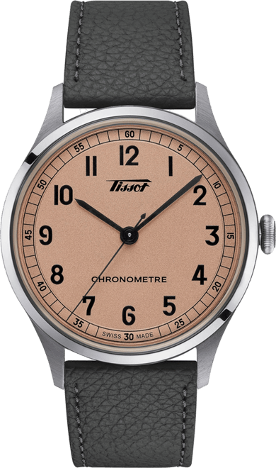 Unisex Swiss Automatic Heritage 1938 Gray Leather Strap Watch 39mm