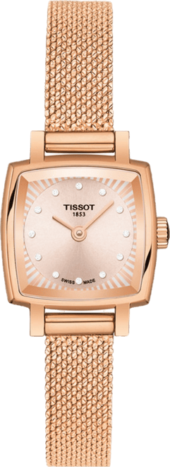Women's Swiss T-Lady Lovely Diamond Accent Rose Gold Mesh Bracelet Watch 20mm