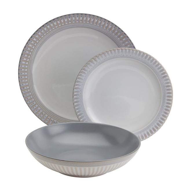 Fieldcrest Cambria 12-pc. Stoneware Dinnerware Set, Color: Gray