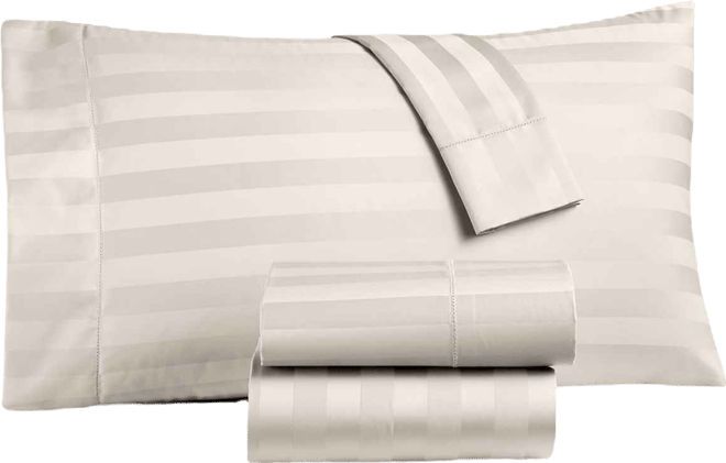 1.5" Stripe 550 Thread Count 100% Cotton Flat Sheet, King, Exclusively at Macy's