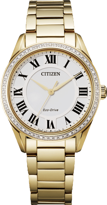 Eco-Drive Women's Arezzo Diamond Gold-Tone Stainless Steel Bracelet Watch 32mm