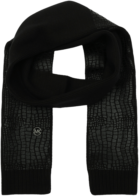 Michael  Logo Charm Ribbed Trim Croc-Embossed Scarf