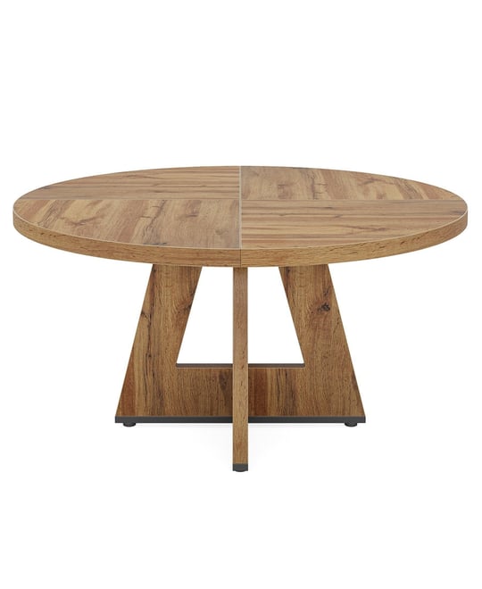 Round Dining Table Wood Kitchen Table, 47 inch Dining Room Tables for 4 People, Farmhouse Dinner Table with Wooden Table Top and Legs