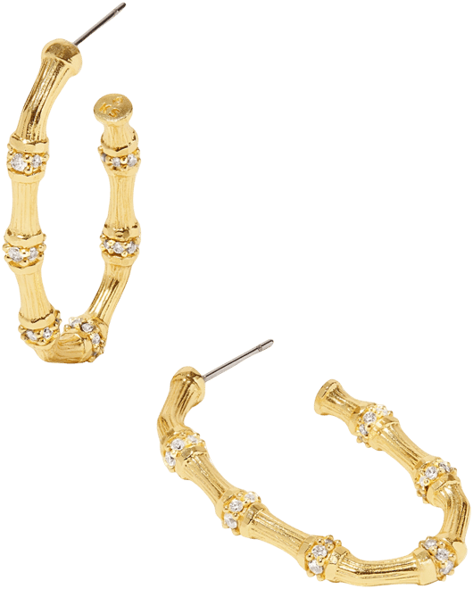 Gold-Tone Maura Bamboo-Shaped Medium Hoop Earrings, 1.5"