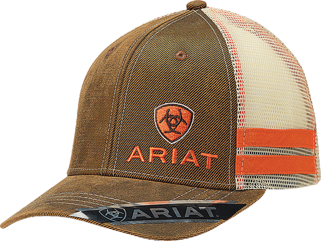 Men's Structured Medium High Cap in Brown Oilskin by Ariat