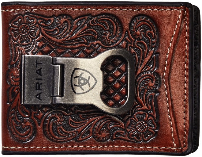 Men's Bifold W/ Clip Wallet Diamond Plate Belt