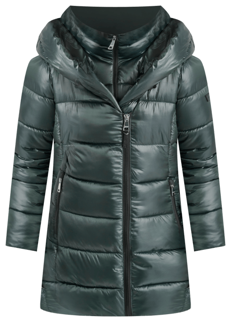 Women's Bibbed Shawl-Collar Packable Shine Puffer Coat