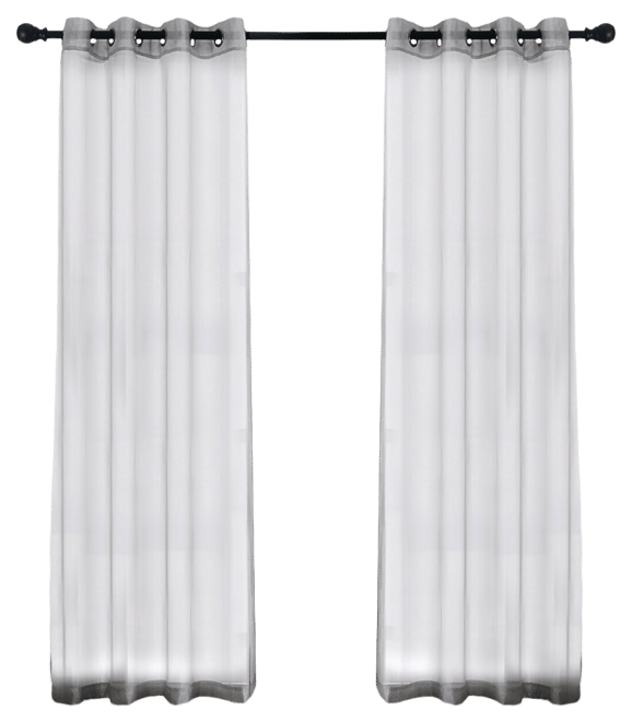 2 Piece Designer Sheer Voile Grommet Top Window Curtains