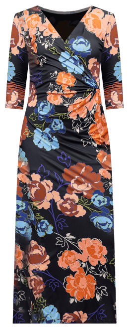 Women's Black Floral Side Slit Maxi Dress