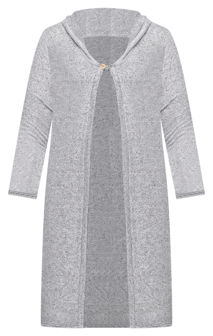 Women's Knee Length Long Sleeve Hooded Cardigan Shrug
